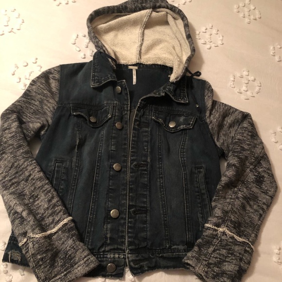Free People Jackets & Blazers - Free People denim jacket with hood Free People Jackets & Blazers - Free People denim jacket with hood